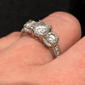 Three-Stone Clear Crystal Ring in Sterling Silver